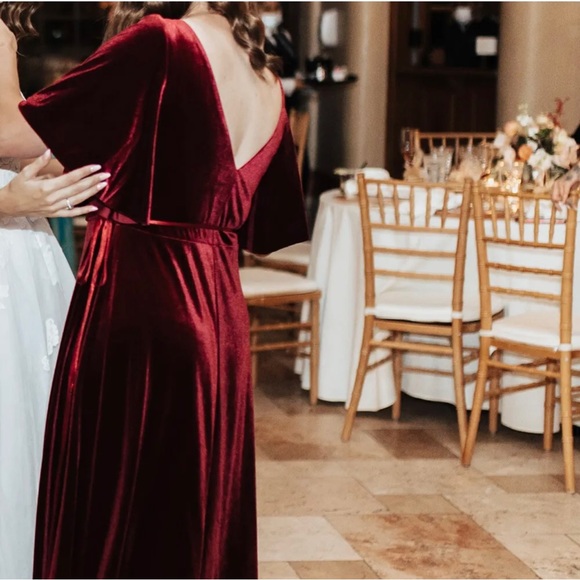 NWT Jenny Yoo Marin dark berry maxi dress gown wrap deep v-neck size 6 - Picture 4 of 7